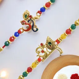 MEIRA JEWELLERY Set Of 2 Beaded Rakhi Comes with Roli Chawal & Card-17