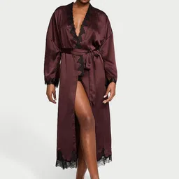 Victoria's Secret Rose Motif Detail Satin Open-Back Long Robe-image-8