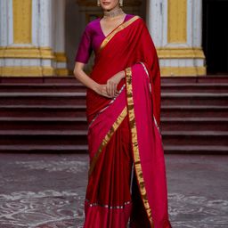 Suta Red Colourblocked Zari Saree-image-14