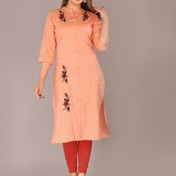 Mehsoos Floral Embroidered Mandarin Collar Pure Cotton Thread Work Straight Kurta-picture-11