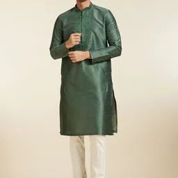 Diwas by Manyavar Mandarin Collar Thread Work Straight Kurta-image-84