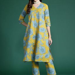Anouk Women Floral Floral Printed Pleated Kurta with Trousers Kurta Sets-image-48