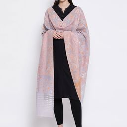SHINGORA Mauve & Silver-Toned Woven Design Antimicrobial Dupatta image 5