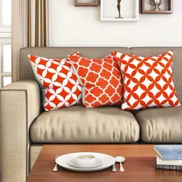 SEJ by Nisha Gupta Orange & White Cushion Covers - Set of 3-picture-33