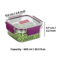 HAZEL Transparent Plastic Airtight Leak proof Microwave Safe Container 600 ml image 3