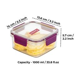HAZEL Transparent Plastic Airtight Leak proof Microwave Safe Container 1 L image 3