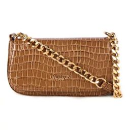 Carlton London Biege Textured Medium Sling Handbag-image-77