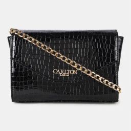 Carlton London Black Textured Medium Sling Handbag-image-25