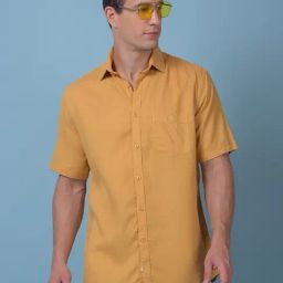 Crimsoune Club Mustard Blended Slim Fit Solid Casual Shirt-picture-47