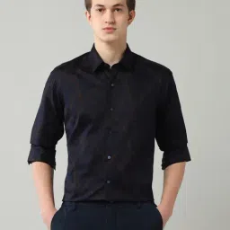 Arrow New York Blue Cotton Slim Fit Printed Shirt-image-83