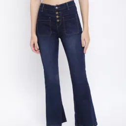 Tales & Stories Dark Blue Straight Fit High Rise Jeans-picture-16