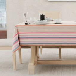 Urban Space Coral Streak Coral Polyester Stripes Anti-Skid - 6 Seater Table Cover-10