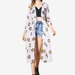 BUYNEWTREND White Floral Print Shrug-image-1