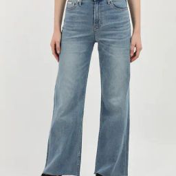 CALVIN KLEIN JEANS Blue Light-Wash Wide Leg Fit High Rise Jeans-image-56