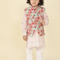 LIL PITAARA Boys Ethnic Motifs Printed Regular Pure Cotton Kurta with Pyjamas-57