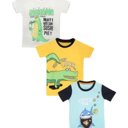 Lazy Shark Kids Multicolor Printed T-Shirts - Pack of 3-picture-30