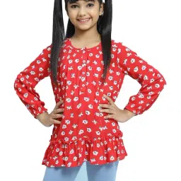 BIBA Girls Red Printed Top-image-38