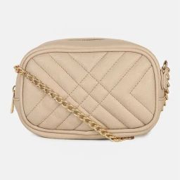 Carlton London Beige Quilted Medium Sling Handbag-68