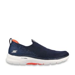 Skechers Men's GO WALK 6 Navy Orange Walking Shoes-image-5