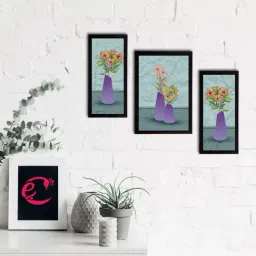 eCraftIndia Set of 3 Botanical and Floral Satin Matt Textured UV Art Painting-picture-19