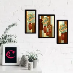 eCraftIndia Set of 3 Botanical and Floral Satin Matt Textured UV Art Painting-picture-15
