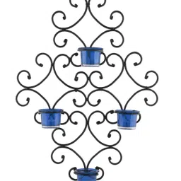 Homesake 'Diwali' Black & Blue Metal 4-in-1 Wall Candle Holder With Tea Light Candle-image-95