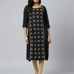 Aurelia Black Embroidered Straight Kurta-image-48