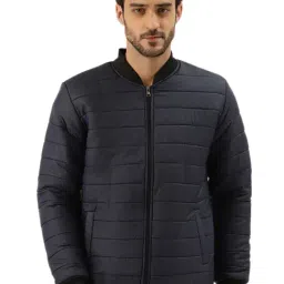 Leather Retail Navy Regular Fit Biker Jacket-picture-15