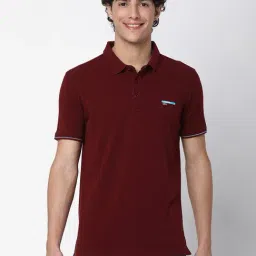 UnderJeans by Spykar Maroon Regular Fit Polo T-Shirt-image-37