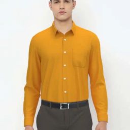 Peter England Yellow Regular Fit Shirt-image-36