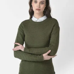 Crimsoune Club Olive Green Knitted Sweater-image-57