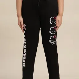 Kidsville Hello Kitty Printed Black Joggers For Girls-image-8