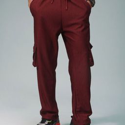 MADSTO Men Ribbed Straight Fit Cotton Cargos-image-52