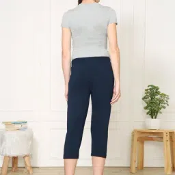 Van Heusen Navy Cotton Capris image 2