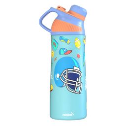 Rabitat Kids Blue Stainless Steel Abstract Printed Double Wall Vacuum Water Bottle 550 ml-picture-40