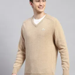 Monte Carlo Beige Wool Blend Regular Fit Solid Pullover image 3