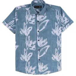 Cavio Kids Blue Cotton Printed Shirt-image-79
