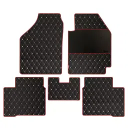 Elegant Luxury Leatherette Black & Red Carpet Car Mat Compatible With Maruti New Brezza 2022 Onwards-image-77