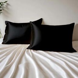 Layers Mystic Black 85 GSM Micro Satin Silk Pillow Covers - Set of 2-image-69