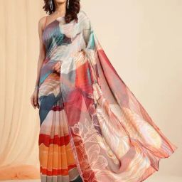 navyasa by liva Multicolor Printed Saree With Unstitched Blouse-picture-28