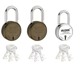 ALONE LOCKS Rainbow 65 mm Alloy Steel ‎Antique 9 Keys Each Double Locking Padlock (Pack of 2)-18