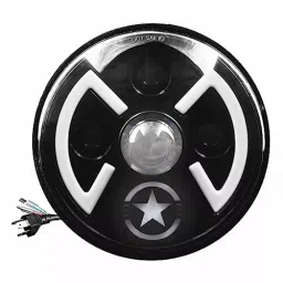 Oswin Gold OG-7-1 75 W 17.78 cm (7 Inch) Round White LED Headlight with Hi/Low Beam for Bullet, Harley Davidson & Jeep Wrangler-picture-48