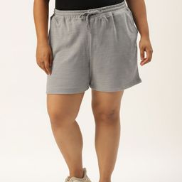 Rute Women Grey Melange Solid Pure Cotton Plus Size Shorts-98
