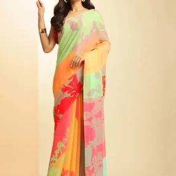 navyasa by liva Multicolor Printed Saree With Unstitched Blouse-picture-32