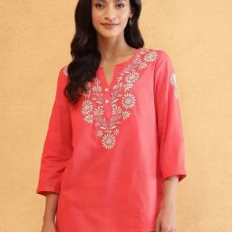 Fabindia Red Embroidered Tunic-picture-43