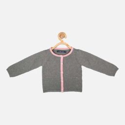 Allen Solly Girls Grey Cotton Cut Work Full Sleeves Cardigan-image-16