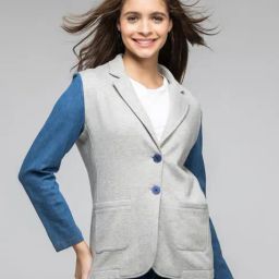 SHAYE Grey Color-Block Blazer-3