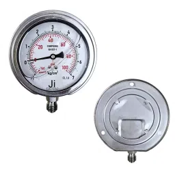 Japsin Instrumentation Glycerin Filled Economical Compound Gauge -1 to 7 Kg/cm² Range 100 mm (4 inch) Dial Size, JIPL-EPG-100MM-B8-28