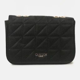 Carlton London Black Quilted Medium Sling Handbag-image-20