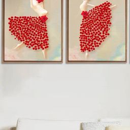 Art Street Black Canvas Floral Theme Framed Canvas Wall Art - Set of 2-image-49